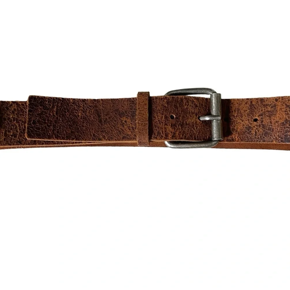 GARUGLIERI Italy Vintage Brown Leather Western Cowboy Belt L